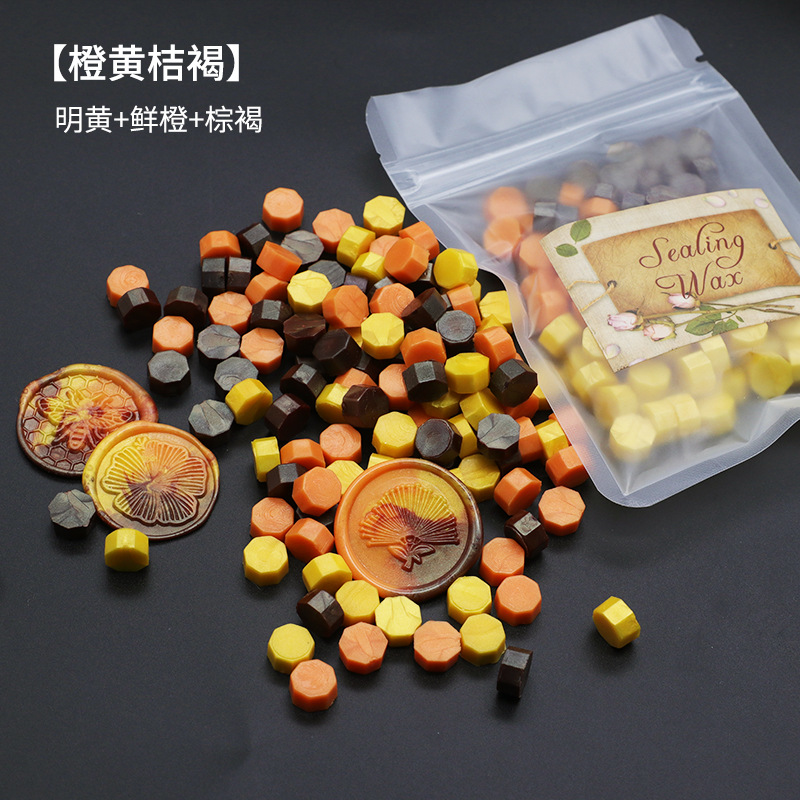 Ocho-lado fuego pintura cera grano mezclado color 35g bolsa de embalaje fuego pintura cera sello al por mayor sobre DIY mano cuenta de sellado Uso de cera