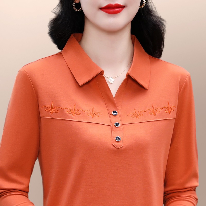 [Cotton 95% Spandex 5%] Early Autumn Versatile Casual Polo Shirt Top, New Style, Simple and Stylish, Slimming and Long