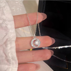 精工925银闪钻星月项链女时尚气质轻奢高级感不掉色锁骨链情人节