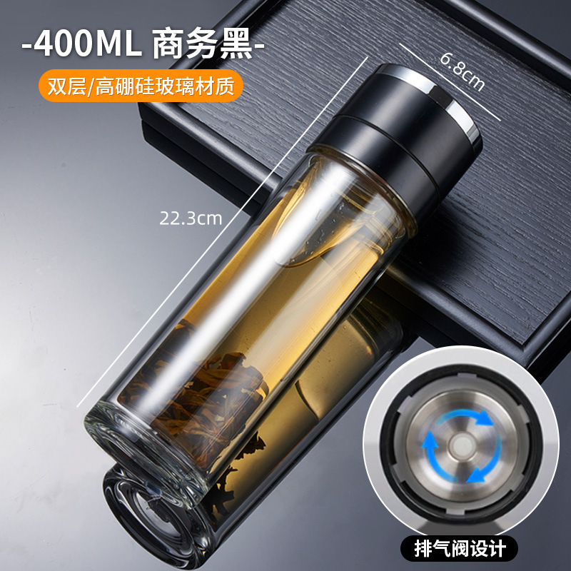 男士泡茶专用杯一键开盖玻璃水杯男2025新款高硼硅防摔防爆茶杯|undefined