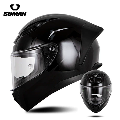 Couple Safety Helmet SM973: Motosiklet kaskı (dəbilqə) - glossy-black-s