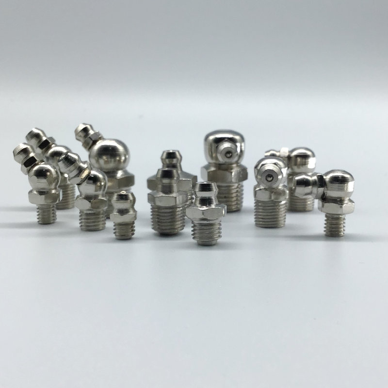 Nickel-plated copper-plated grease nozzle iron grease nozzle m6m8m10 straight curved grease nozzle set straight curved grease nozzle