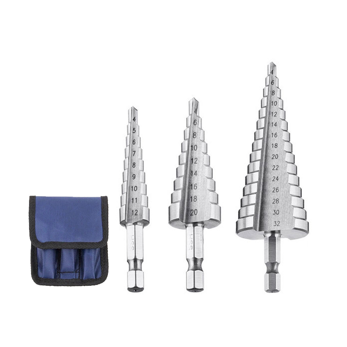 Plata color natural ranura recta mango hexagonal paso taladro broca de cuatro piezas traje pagoda traje de perforación