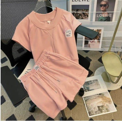 Женский Повседневный Спортивный костюм, новинка 2023 года, свободные шорты с широкими штанинами и короткими рукавами в Корейском стиле, с высокой талией, Модный комплект из двух предметов