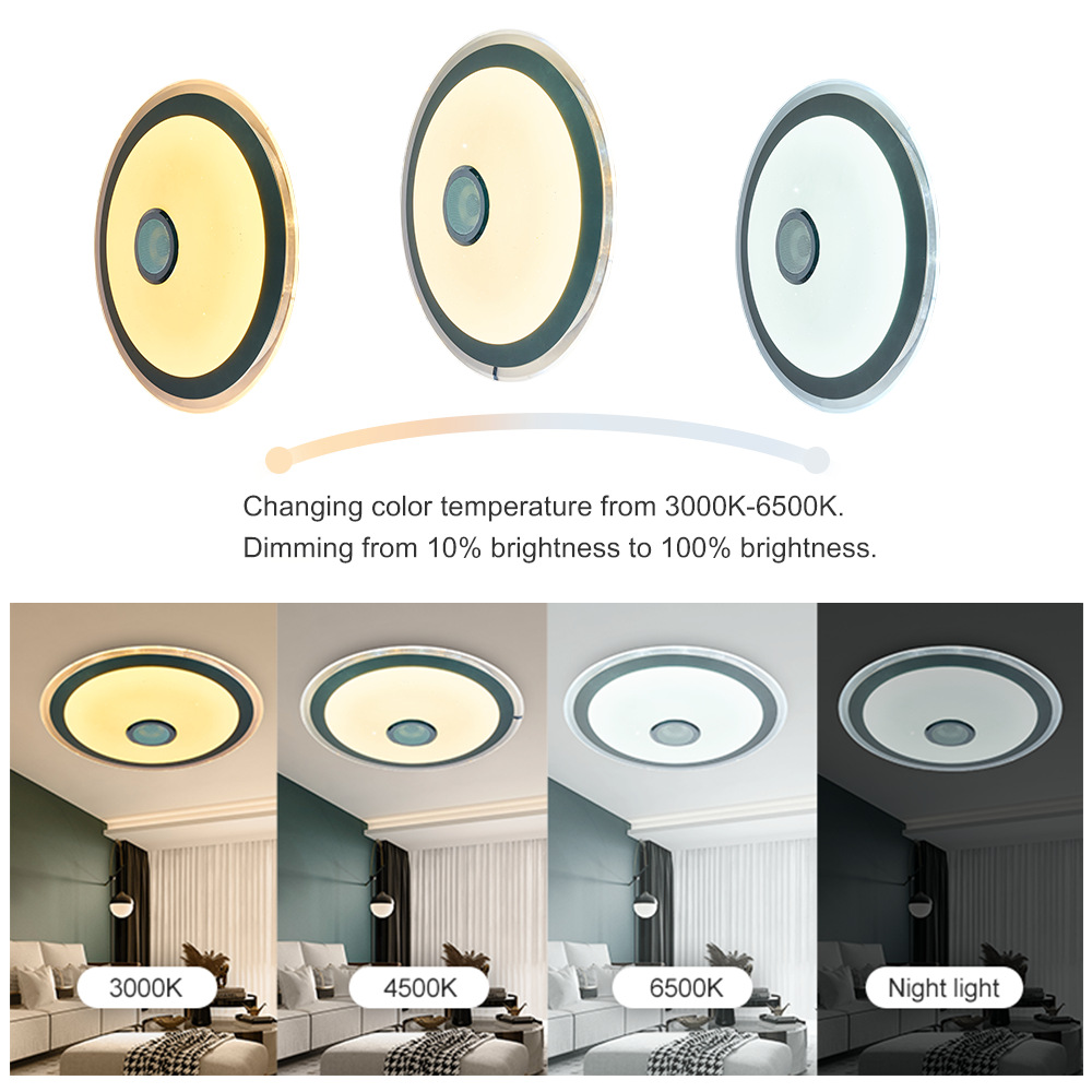 廠(chǎng)家直供炫彩RGB藍(lán)牙音樂(lè)吸頂燈38CM圓形LED兒童臥室燈中山燈飾