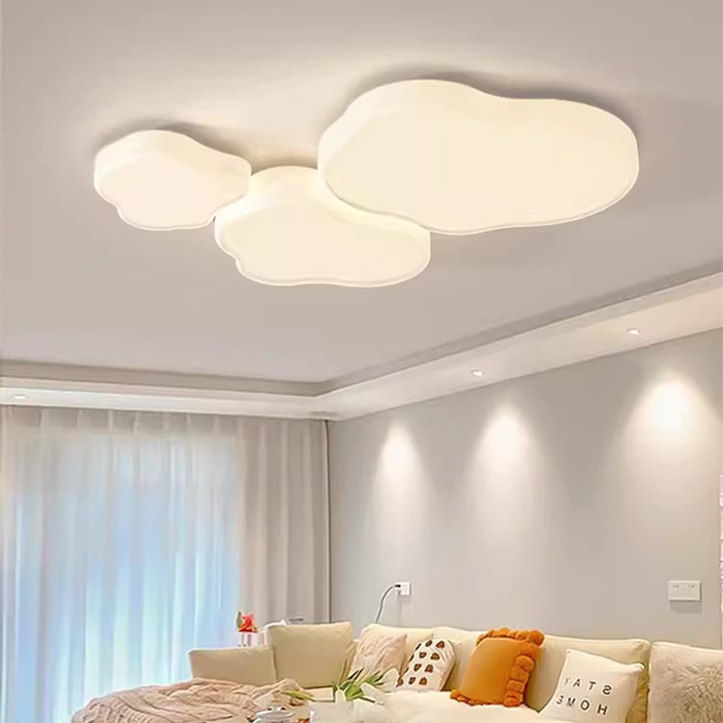 全光譜客廳燈簡約現代大氣奶油風大廳主燈雲朵吸頂燈燈具套餐組合