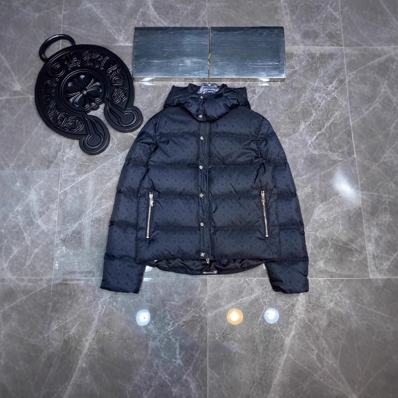Heavy Industry Chrome Hearts Winter down Jacket Dark Pattern Hooded Warm down Jacket for Men and Women
