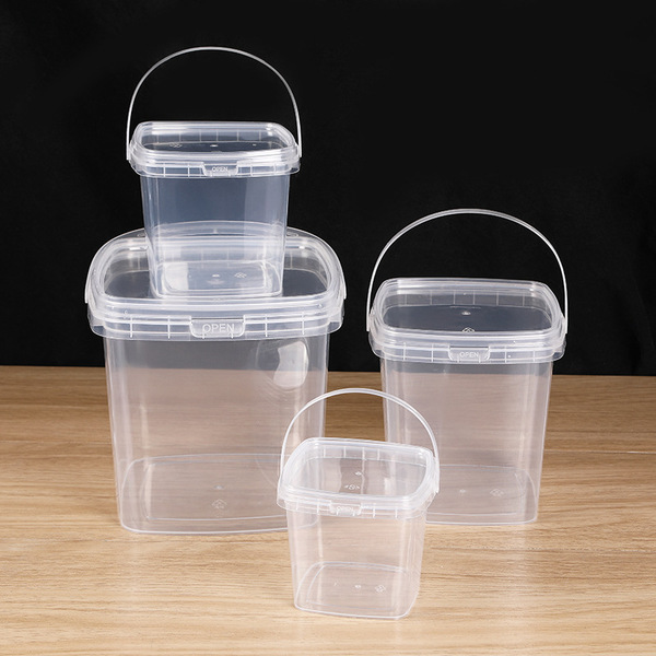 Square transparent plastic bucket packaging small products portable…