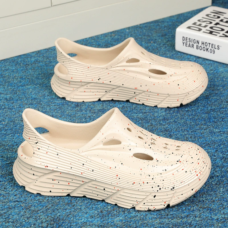 Мужские летние пляжные сандалии Croc 2025, повседневная обувь, открытый носок, антискользящая подошва, с принтом