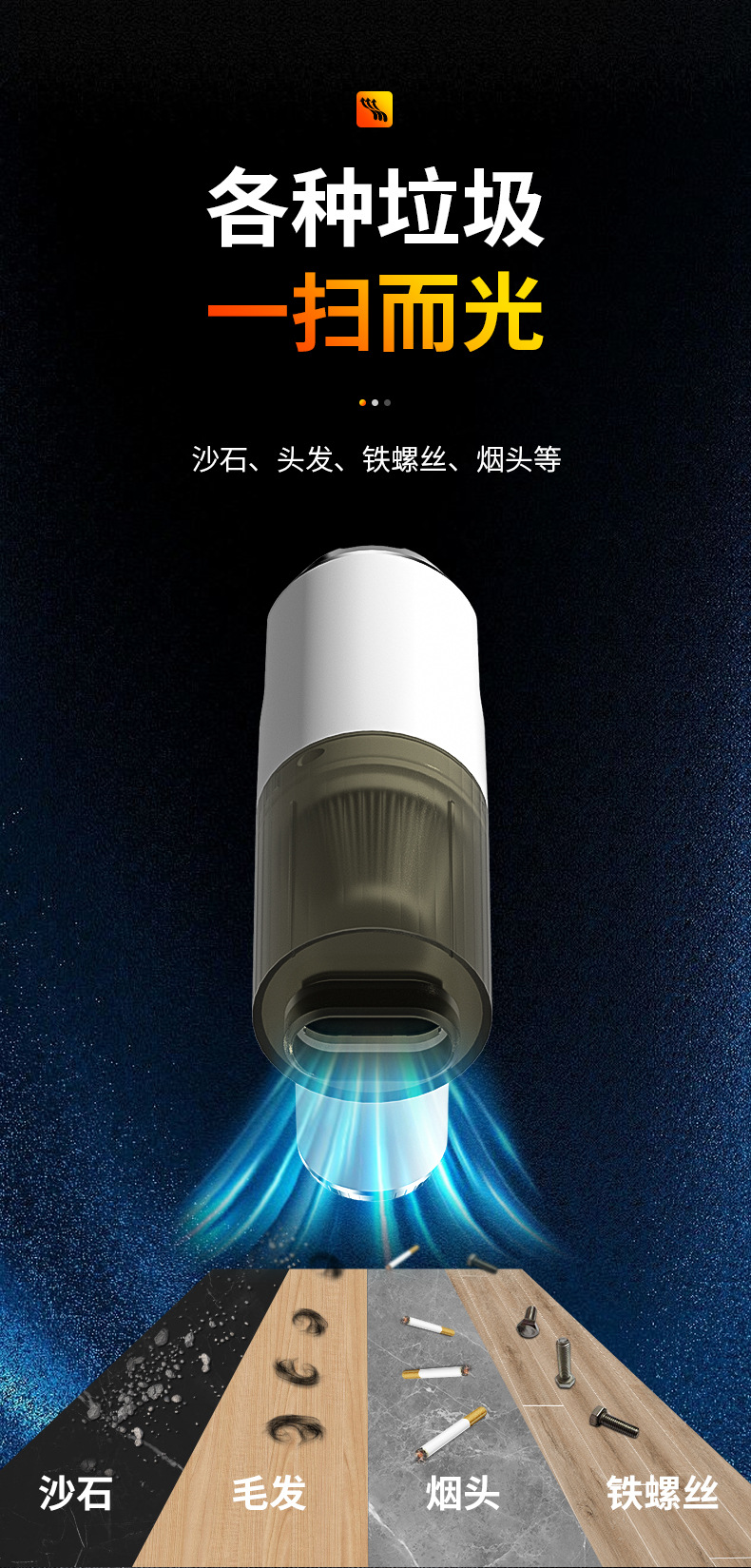 Car Vacuum Cleaner with Strong Suction Power of 7000Pa, Dual-Purpose for Dust Removal and Inflating, Portable for Car and Home Use