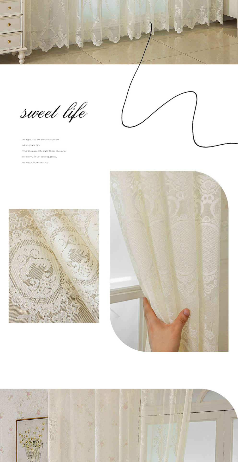 Embroidered Green Leaf Window Curtain American Style For Home_voghion.com