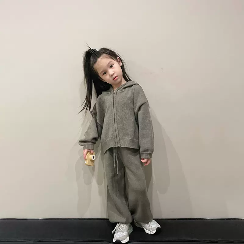 秋冬新款女童休闲风衣外套韩版秋季儿童宽松洋气套头衫时尚两件套