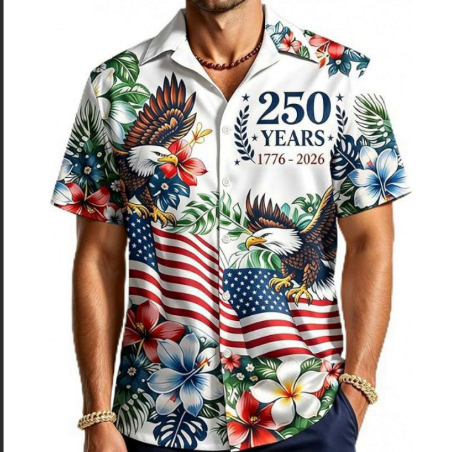 250周年庆衬衫pod夏季度假短袖沙滩衬衫3D满印夏威夷新款短袖 男装厂家批发实拍图
