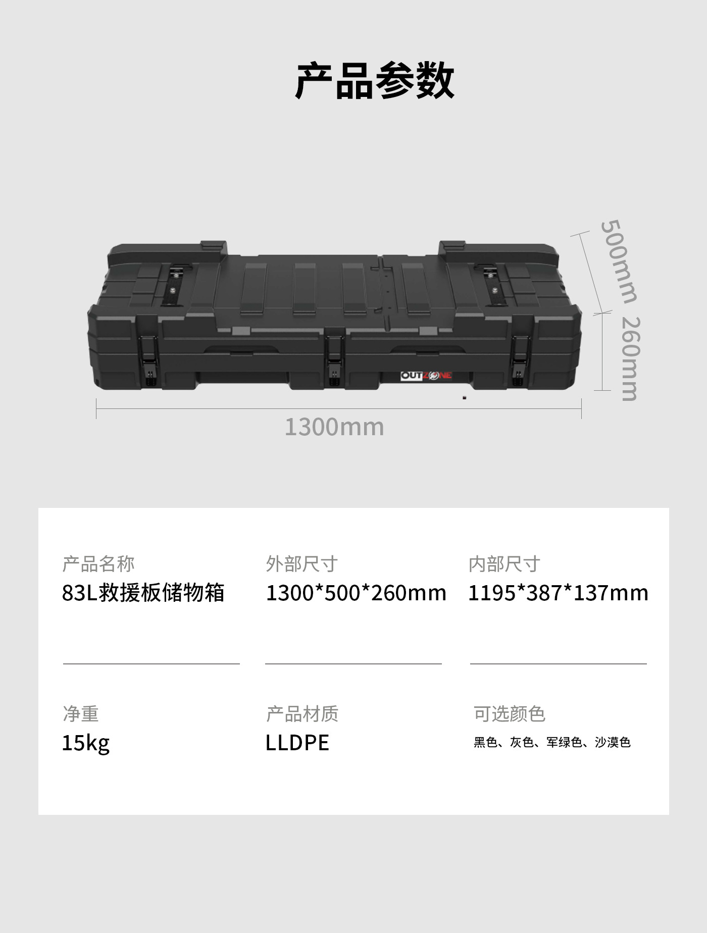 OUTZONE Roof Tactical Storage Box Outdoor Quick-Release Off-Road SUV Roof Luggage Box Car Gear Box 83L