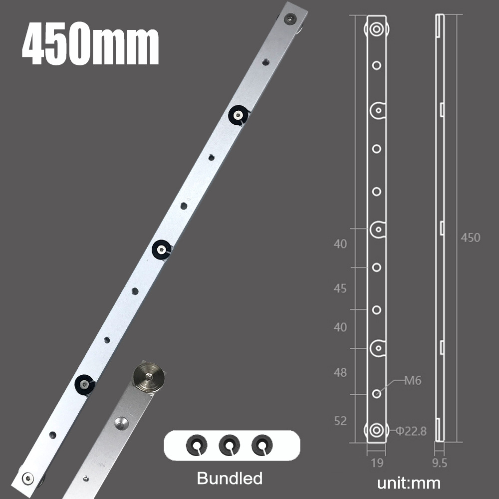 Empuje mango de carpintería con tira deslizante bloque plata 45cm
