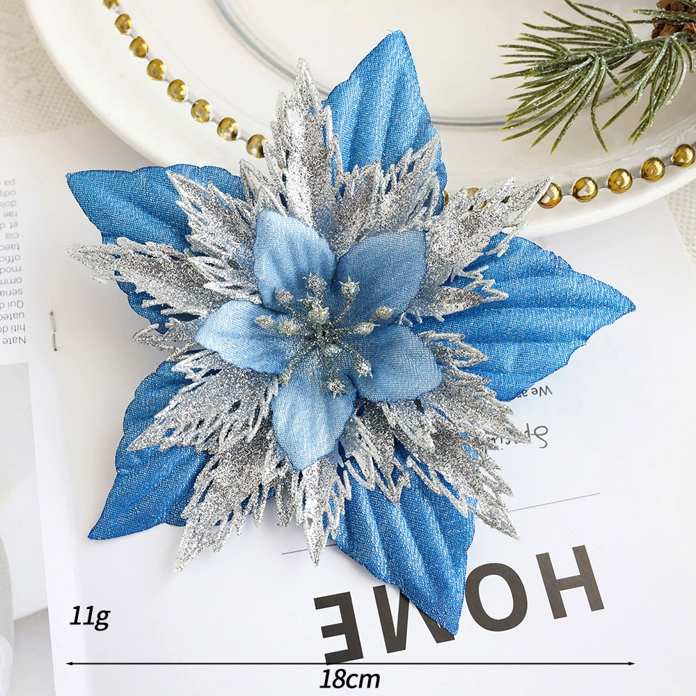 ✅Золотисто-розовые рождественские цветы, венок для украшения Christmas tree, двойной слой цветка, оптовая продажа