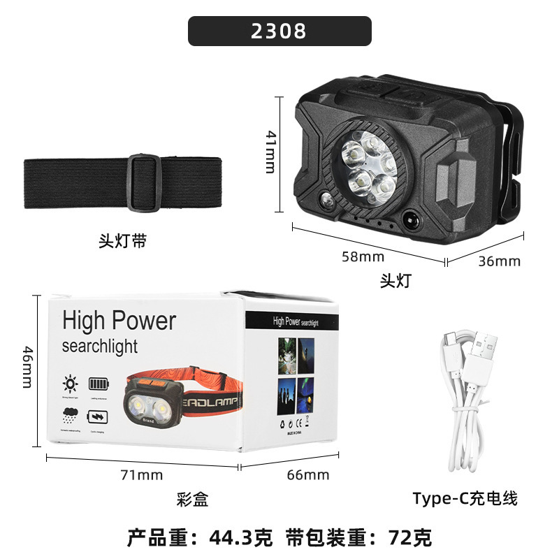 Nuevo faro transfronterizo de tres ojos iluminación de luz al aire libre luz de pesca nocturna larga duración luz de pesca ligera luz de trabajo impermeable