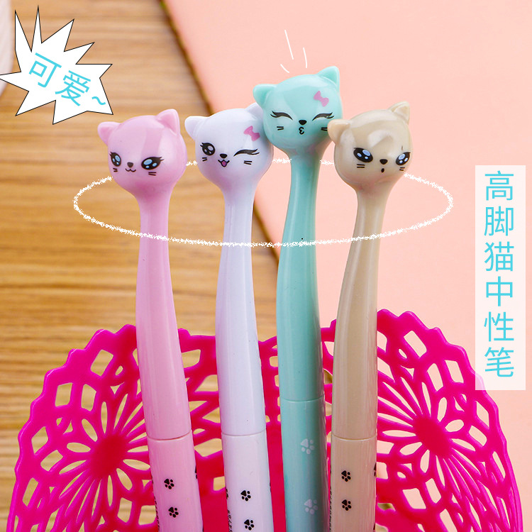 Papelería creativa lindo gato de patas altas pluma de gel papelería de aprendizaje de dibujos animados pluma de agua pluma de firma de alta calidad ventas directas de fábrica