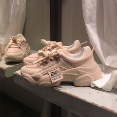 Dad Shoes Women's Ins Trend 2022 Summer New Genuine Leather Thick Sole Pink Mesh Breathable Casual Sports