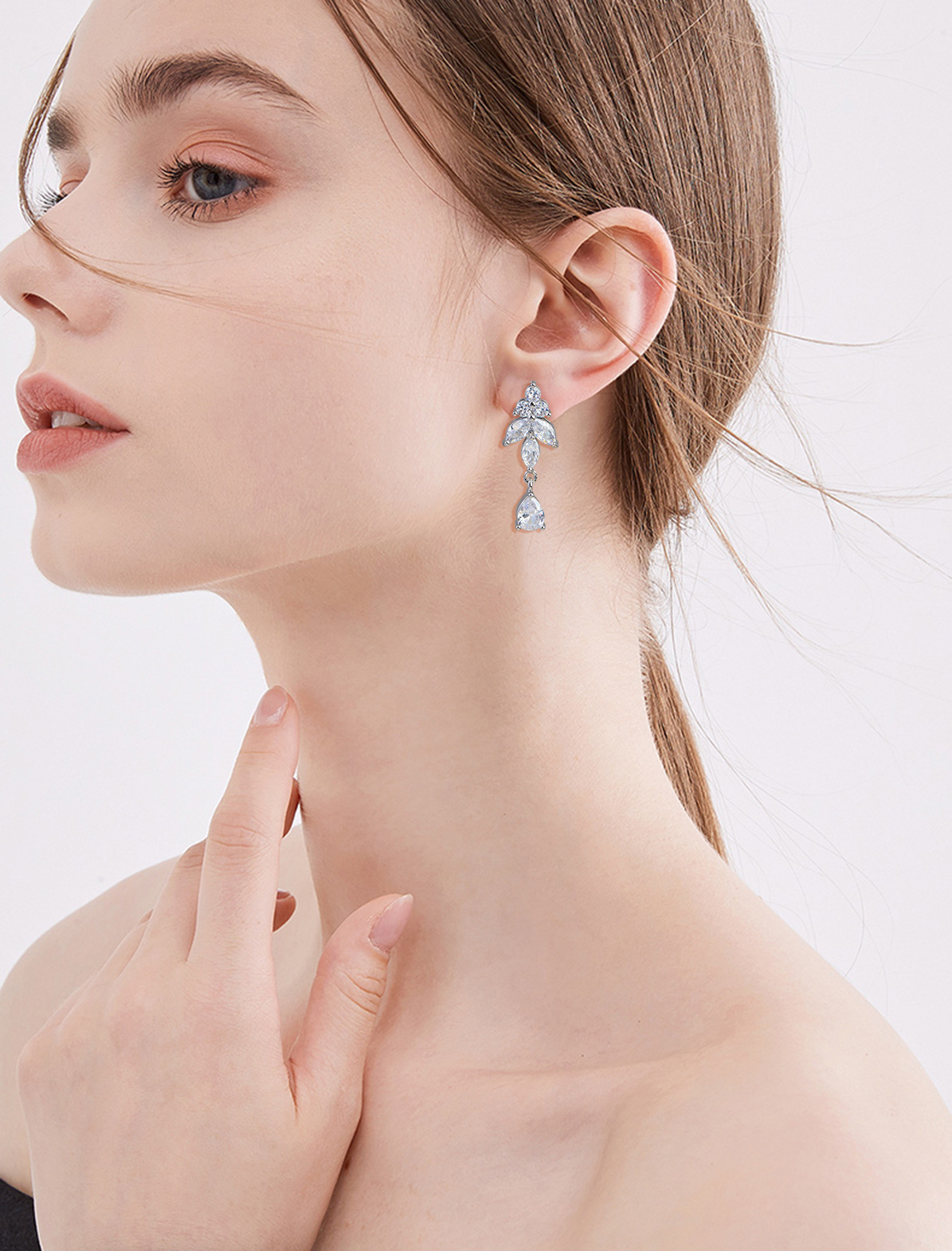 22g Weight Zircon Inlay Material Earrings, Necklace Classification Earrings + Necklace Quantity Weekend, Lawn Occasion Copper Material Water Droplets Pattern All Seasons Season Women's Gender Classic Style Style Water Droplets Copper Classic Style Earrings Necklace 18