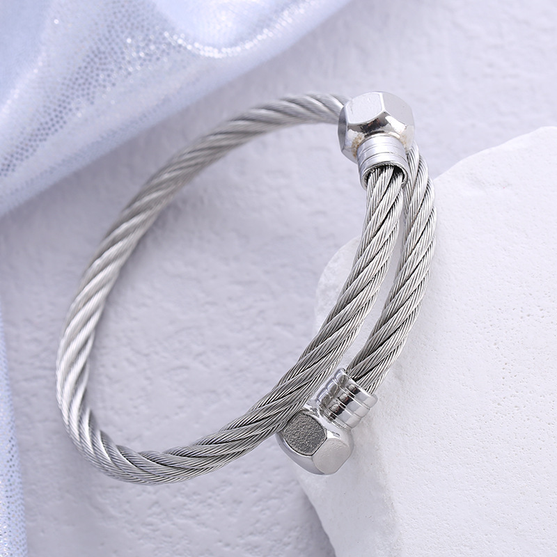 Women'S Gender Plating Design Wholesale Punk Solid Color Stainless Steel 18k Gold Plated Bangle