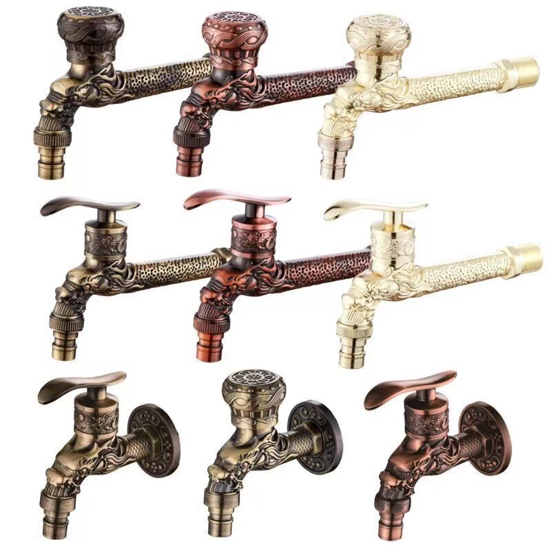 Cross-Border Antique-Style Faucet, Dragon-Shaped Faucet, Balcony Mop Sink, Washing Machine, Wall-Mounted Anti-Freeze Universal Faucet Spout