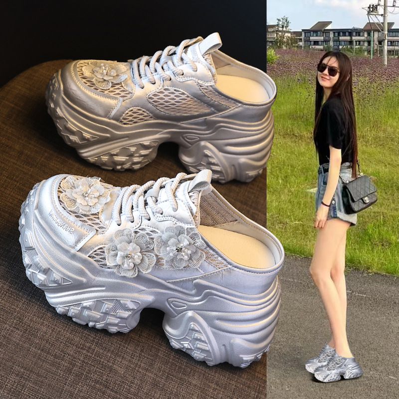 6166-93 Thick bottom increased pedal Baotou Torre slippers women 2025 summer new muffin casual shoes