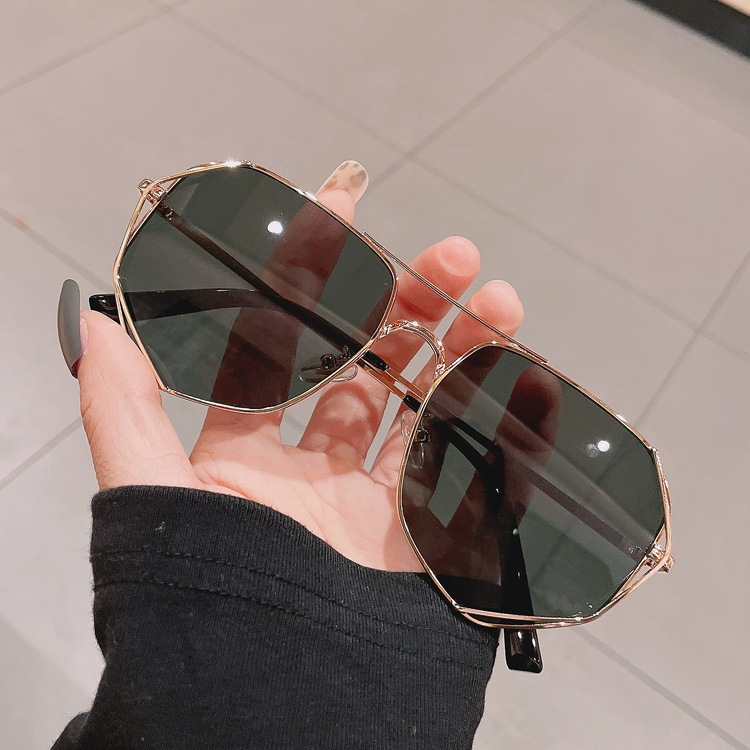 新款个性金属多边形潮流太阳镜女圆脸网红酷黑墨镜潮眼睛男开车镜|ru