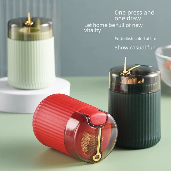 Modern Press Type Automatic Toothpick Box Creative Simple logo Toothpick Cans Light Luxury Household Convenient Toothpick Cartridge