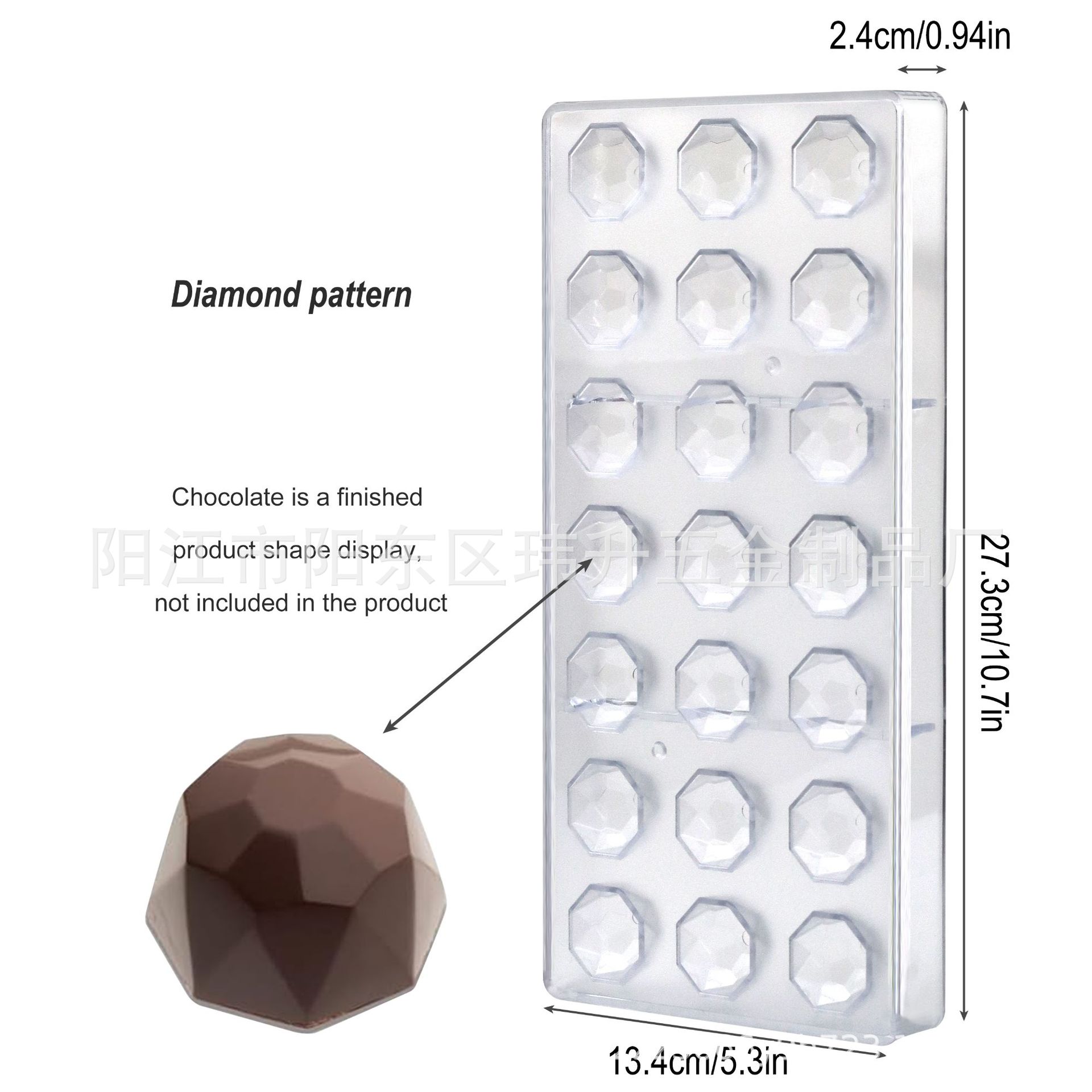 Molde de chocolate transparente duro, molde de caramelo de policarbonato de plástico, forma de huevo en forma de corazón, etc.