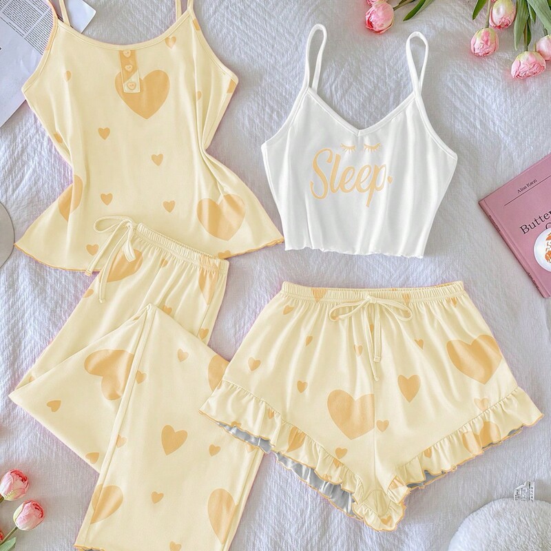 Cross-Border Foreign Trade Xiyin New Women's 4-Piece Set, Thin Style Loungewear, 364% High Visibility and Traffic-Generating Model Cross-Border Foreign Trade Xiyin New Women's 4-Piece Set, Thin Style Loungewear, 364% High Visibility and Traffic-Generating Model