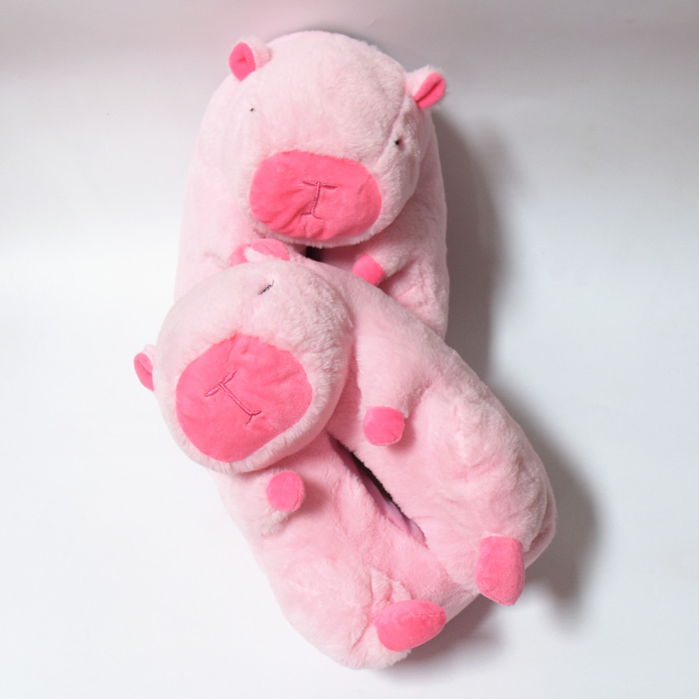 卡皮巴拉拖鞋家居室内学生宿舍2025情侣防滑毛绒棉拖鞋全包跟冬季