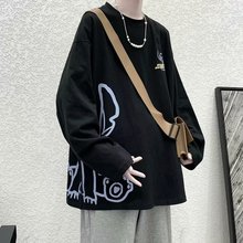 史迪仔长袖t恤男秋季潮牌高街衣服ins港风打底衫春秋宽松潮流卫衣