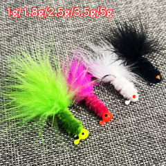 Factory Wholesale Color Head Hooks with Colorful Feathers, 1g-5g Lead Head Hooks for Freshwater Sea Fishing Largemouth Bass