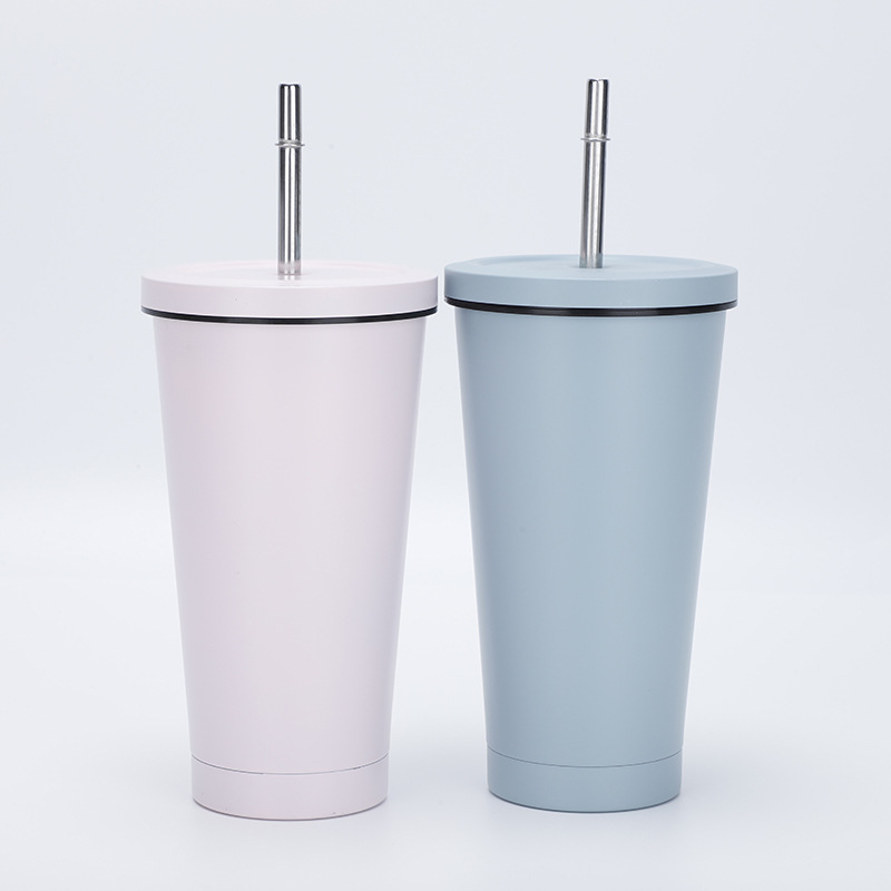 Suministro directo transfronterizo portátil de paja del coche taza de café de la Oficina taza de vacío de doble capa termo taza de regalo al por mayor