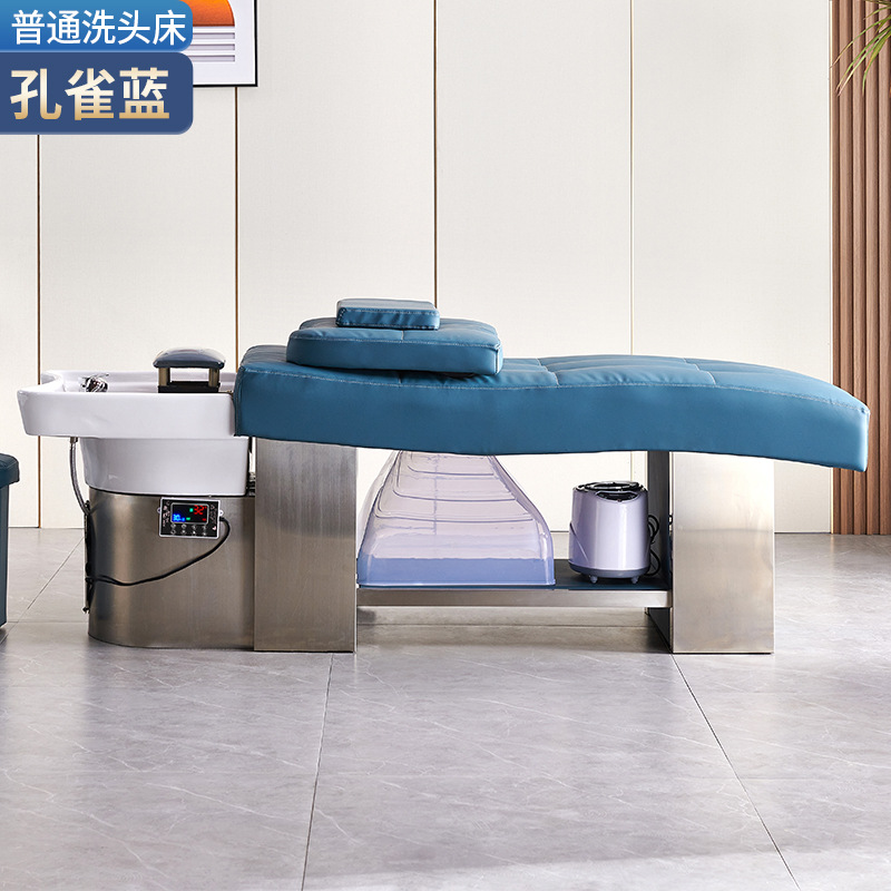 Peacock Blue-lavabo de cerámica-cama de acero inoxidable