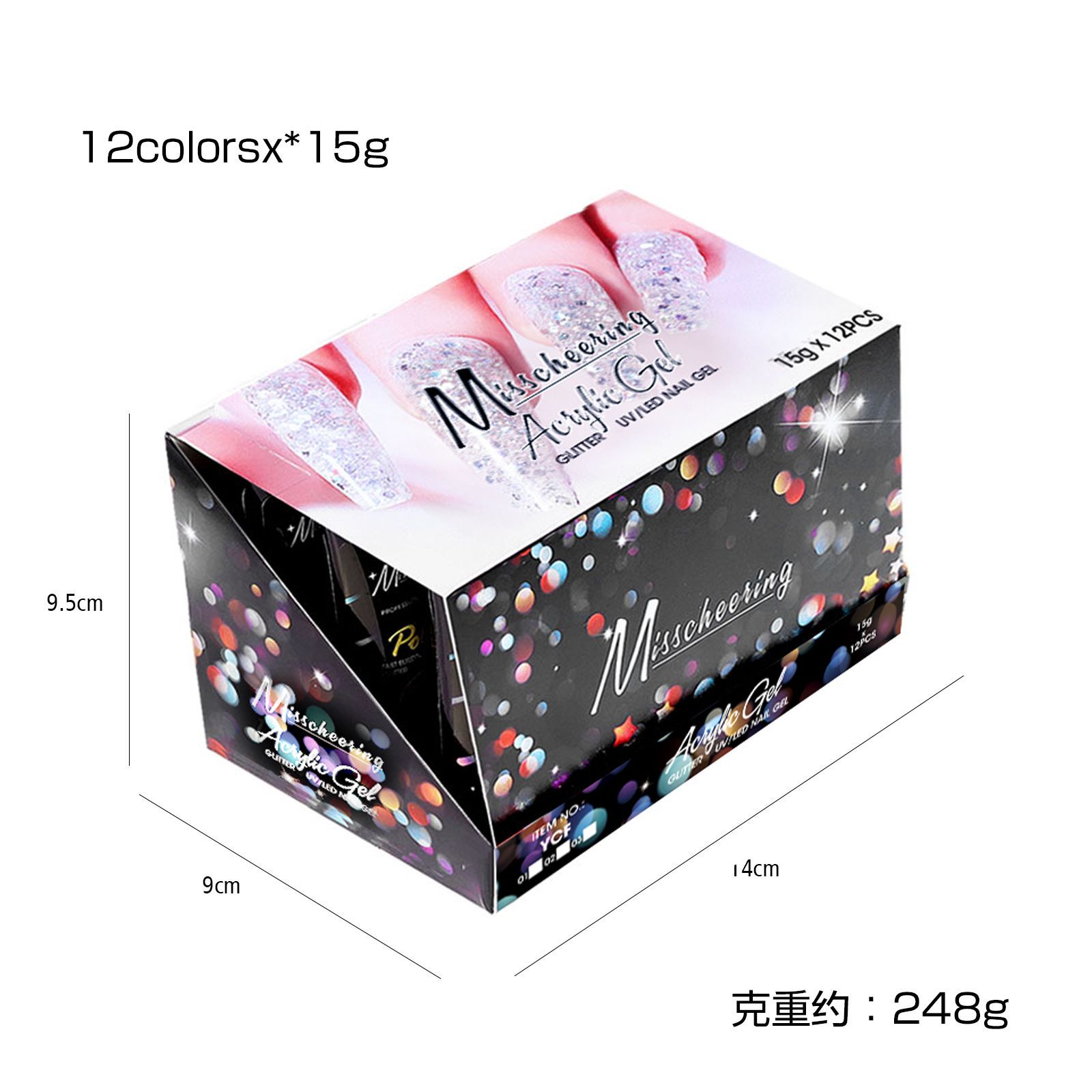 네일 연장 접착제 12 색 빠른 연장 접착제 스팽글 세트 네일 광선 요법 크리스탈 연장 접착제 광선 요법 연장 접착제