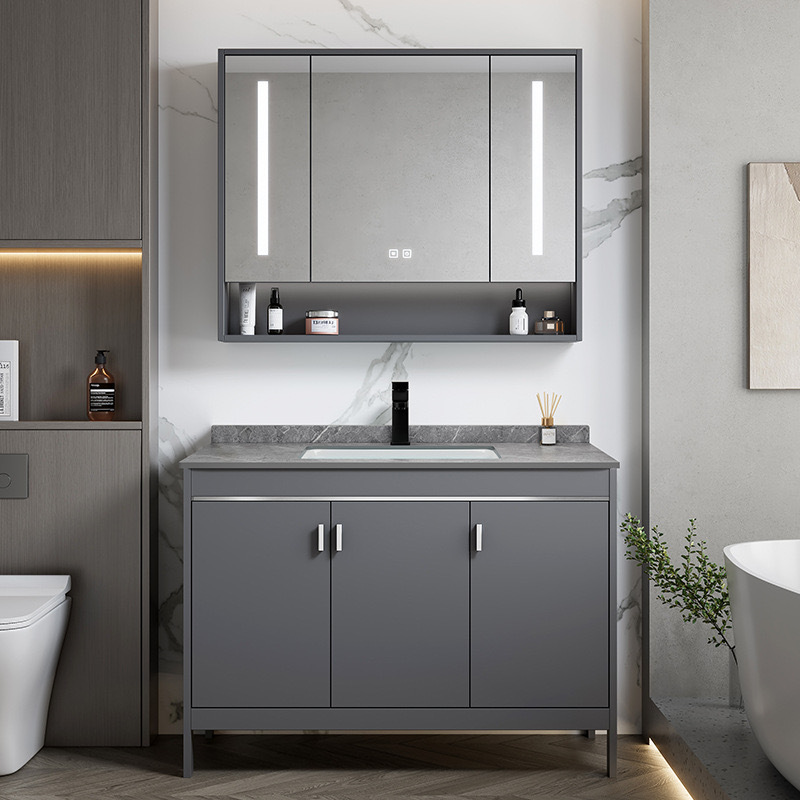 Mueble de baño de aluminio de espacio de roca, baño combinado, lavabo de lavado de cara transfronterizo, lavabo de un solo apartamento, lavabo de una pieza