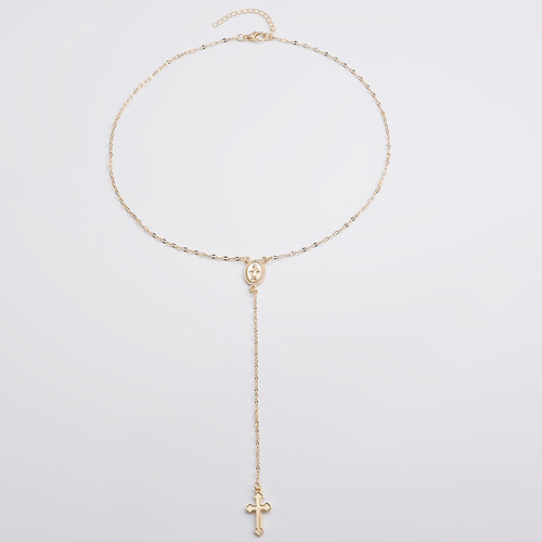 Wish Cross Virgin Mary Necklace: Fashionable & Trendy Pendant Necklace for Women—European and American Style Accessories