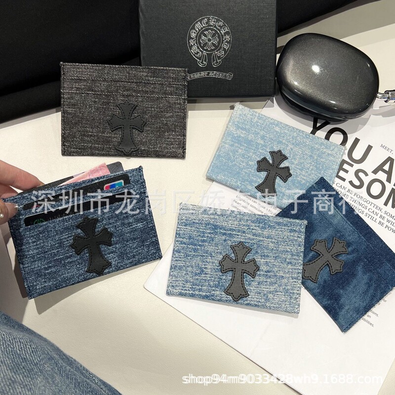 New Trendy Brand Denim Pattern Cross Card Holder, High-End Practical Coin Purse, Card Clip, Suitable for Men and Women, Versatile for Daily Use