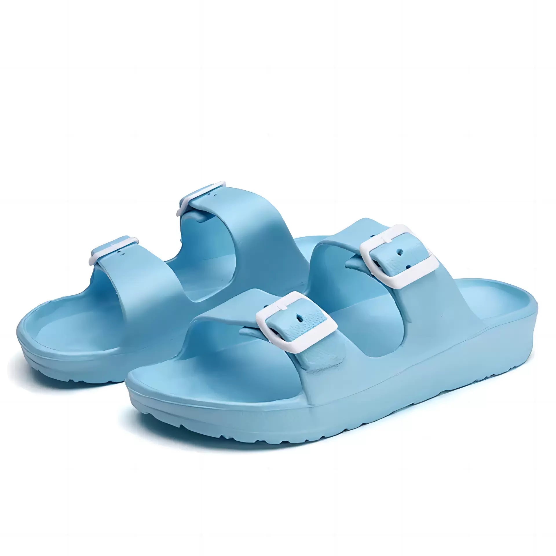 跨境新款休闲拖鞋两扣平底软拖凉拖外贸博肯软底耐地磨情侣拖鞋男