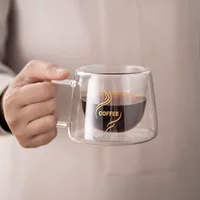 Двухслойный термостойкий стакан для кофе прозрачный, тропостойкий чайный стакан, офисный стакан для воды, кружка из боросиликатного стекла