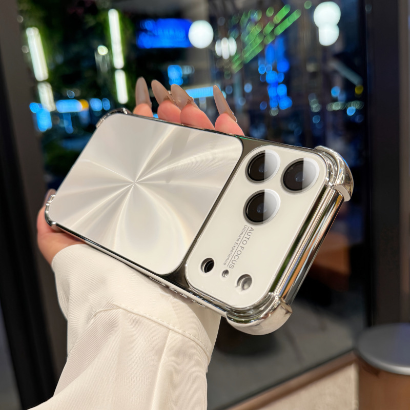 Aplicable para iPhone17promax galvanizado aurora CD nuevo caso de Apple 16 cuatro ángulos a prueba de caída 15 caso suave