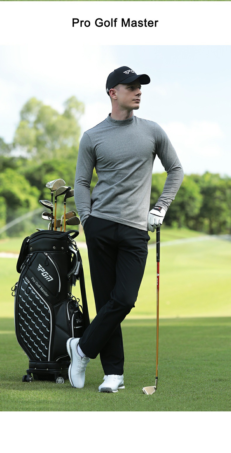 Áo giữ nhiệt golf nam dài tay cổ lọ lót nhung mùa thu đông — Màu xám YF388, YF388 màu đen, YF388 màu trắng chi tiết 9