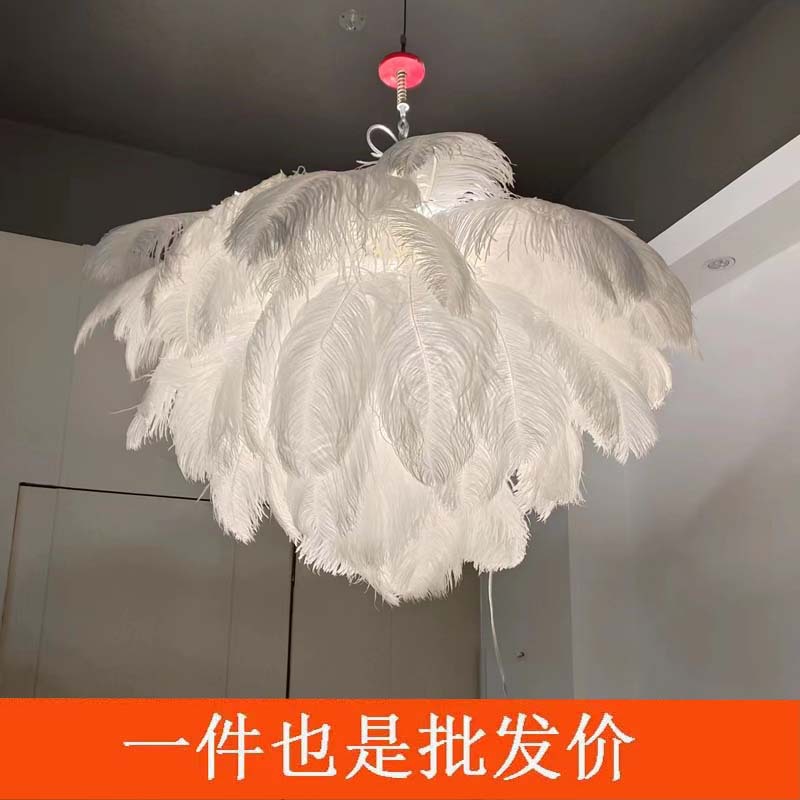 Transfronteriza original de cobre araña de plumas de lujo luz dormitorio sala de estar popular araña de plumas de avestruz