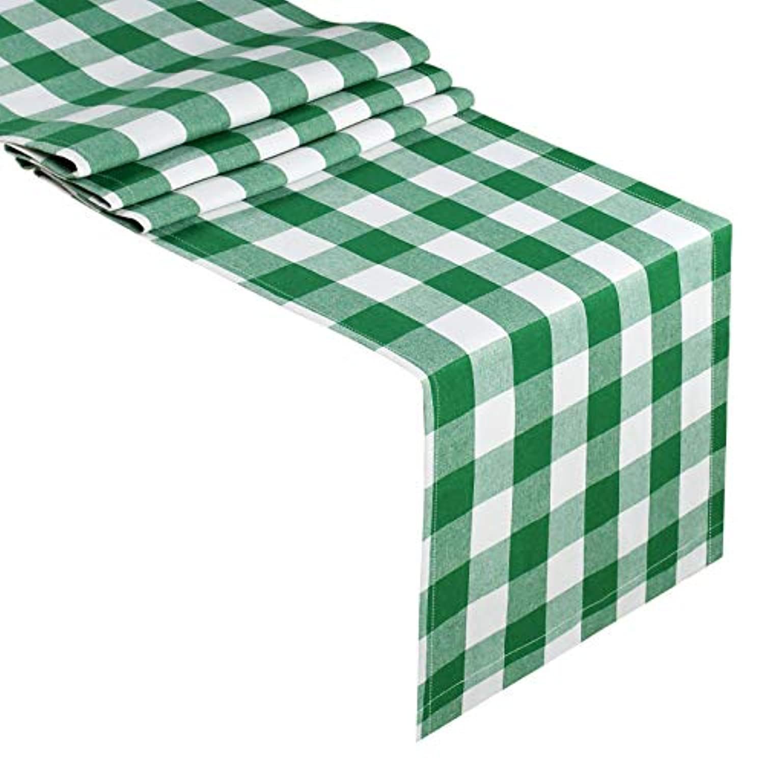 에든버러 그린 & 화이트 체크 테이블 러너