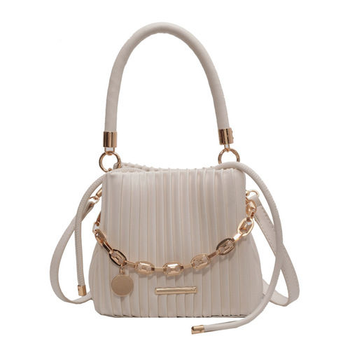 Hand-held pleated bag for women summer  new trendy fashion niche bucket bag versatile ins shoulder crossbody bag