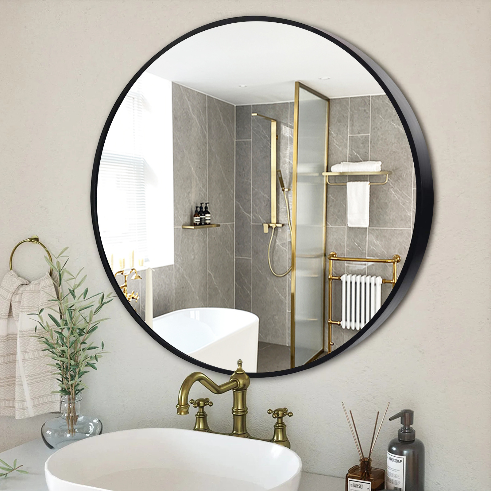 Round Bathroom Mirror, Bathroom Sink Mirror, Wall-Mounted Hotel Decorative Mirror, Toilet Bathroom Mirror, Can Be Tempered