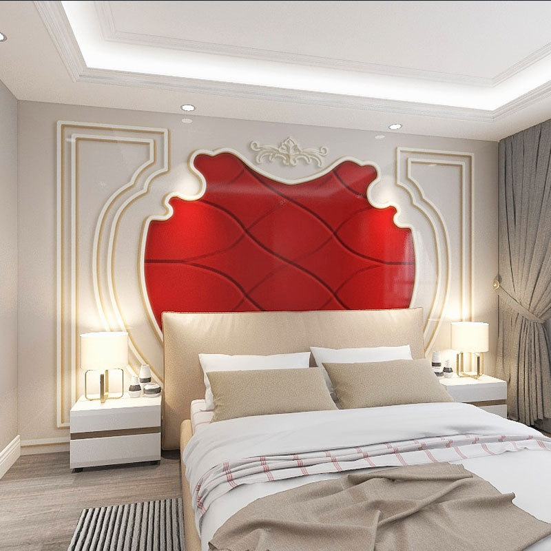 欧式浮雕仿石膏线墙纸服装店网红直播拍照壁画床头背景墙软包墙布
