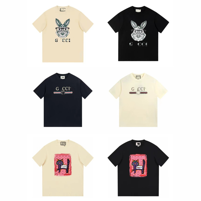 Cross-Border Gu Gujia High-End Version 25Ss Classic Trendy Brand Letter Casual Loose Printed Short-Sleeve Couple Foreign Trade T-Shirt Cross-Border Gu Gujia High-End Version 25Ss Classic Trendy Brand Letter Casual Loose Printed Short-Sleeve Couple Foreign Trade T-Shirt